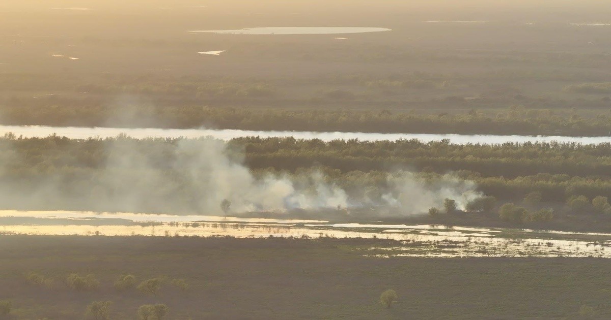 Incendio en la isla de los Mástiles: operativo en Rosario