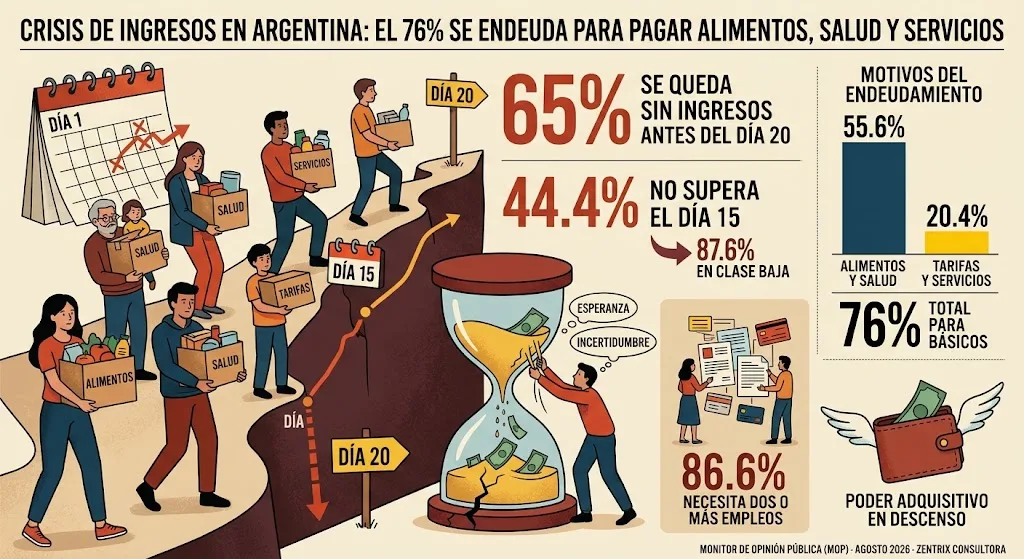 El 76% de los argentinos se endeudó para comer, pagar salud y servicios