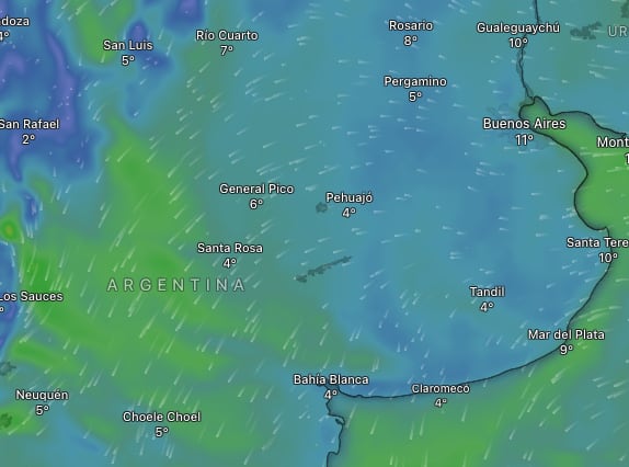 Alerta amarilla por frío extremo y vientos en Santa Fe este viernes