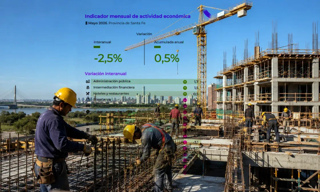 Economía Santa Fe: cayó 2,5% en mayo y solo 3 de 16 sectores crecieron